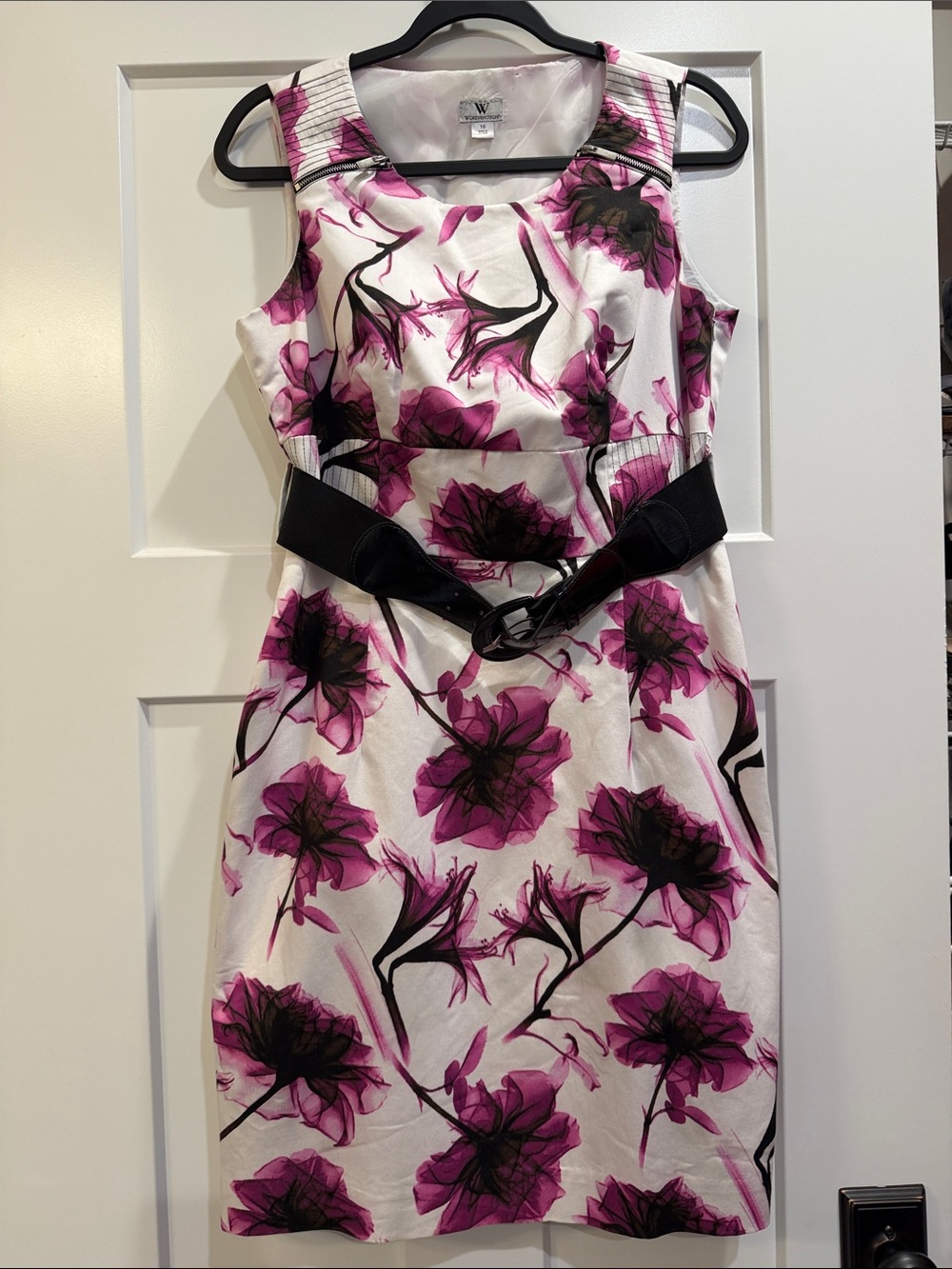 Worthington White & Purple Floral Sheath Dress Size 10